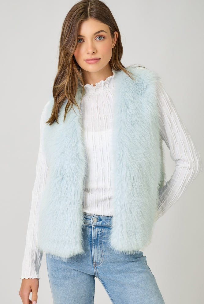 Shimmer Breezy Blue Fur Vest