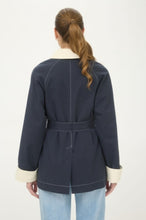 Load image into Gallery viewer, Easy Does It Navy Belted Trench Coat
