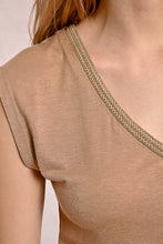 Load image into Gallery viewer, Sweet Stitches Camel V Neck Top
