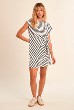 Load image into Gallery viewer, Feeling Knotty Navy Stripe T Shirt Dress
