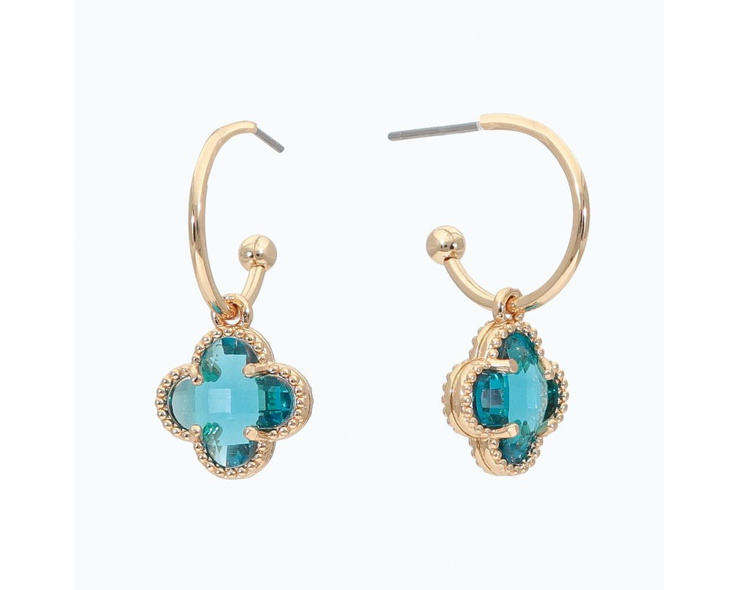 Gold Hoop with Turquoise Clover