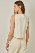 Load image into Gallery viewer, Rose Print Ivory Denim Tie up Vest
