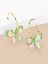 Load image into Gallery viewer, Resin Butterfly Hoop Earring
