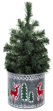 Load image into Gallery viewer, Reindeer Embossed Tin Plant Cover
