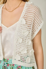 Load image into Gallery viewer, Short Sleeve Crochet Embossed Floral Cardigan
