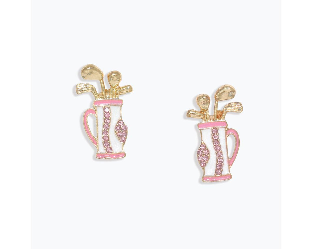 Pink & White Golf Bag Earrings