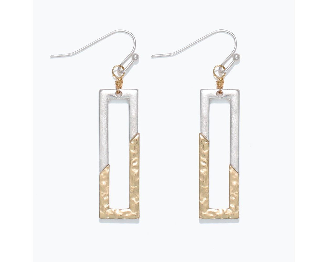 Two Tone Rectangle Earrings