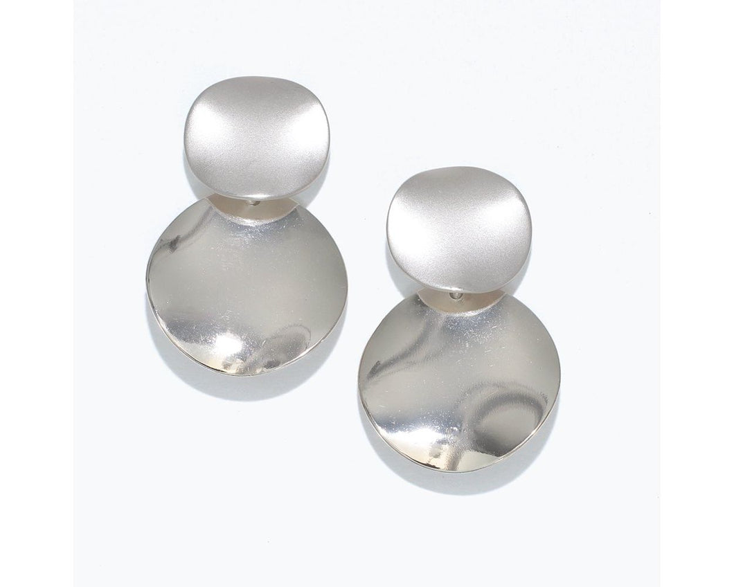 Matte & Polished Silver Drop Earrings