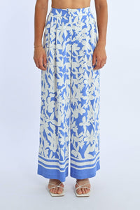 Spring In Bloom Blue Palazzo Pants