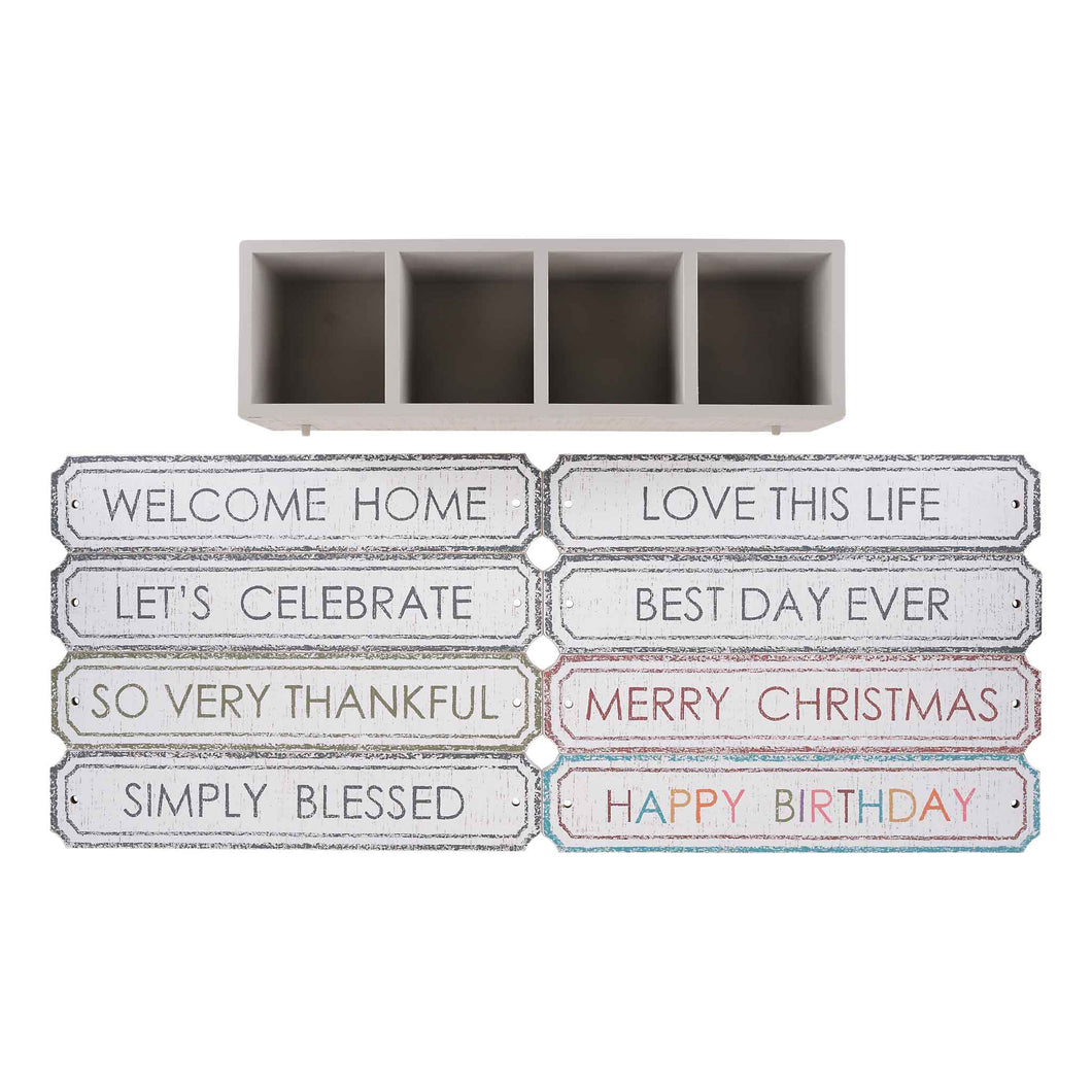 Grey Centerpiece Box With Reversible Signs