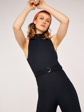 Load image into Gallery viewer, Navy Halter Neck Belted Jumpsuit
