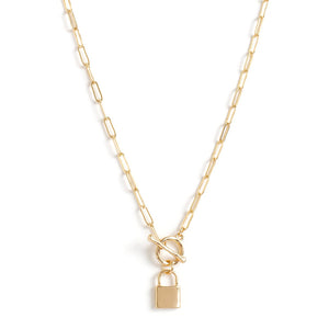 Delicate Link Chain Lock Necklace