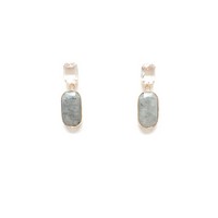 Labradorite Stone Stud Earrings