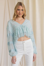 Load image into Gallery viewer, Aqua Cropped Embroidered Top
