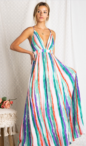 Color Contrast Maxi Dress