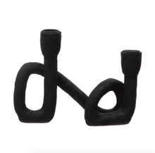 Load image into Gallery viewer, Matte Black Abstract Candle Holders
