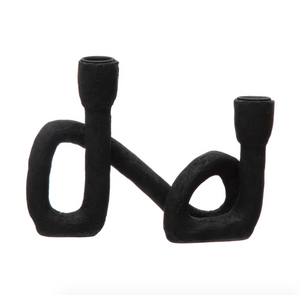 Matte Black Abstract Candle Holders