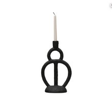 Load image into Gallery viewer, Matte Black Abstract Candle Holders
