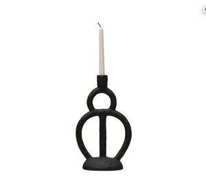 Matte Black Abstract Candle Holders