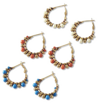 Load image into Gallery viewer, Gold Beaded Hoop Earring
