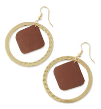 Load image into Gallery viewer, Leather Insert Hoop Earring
