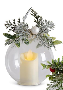 Mistletoe Glass LED Flicker Ornaments