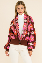 Load image into Gallery viewer, Pink Aztec Knit Cardigan

