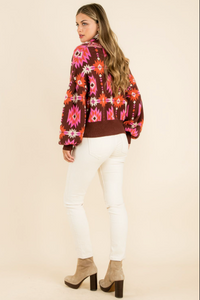 Pink Aztec Knit Cardigan