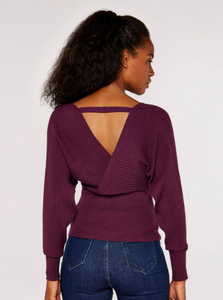 Plum Bar Back Batwing Sweater