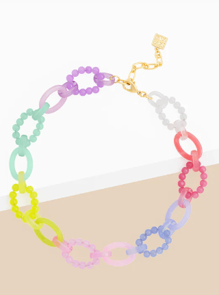 Multicolor Bead and Resin Link Collar Necklace