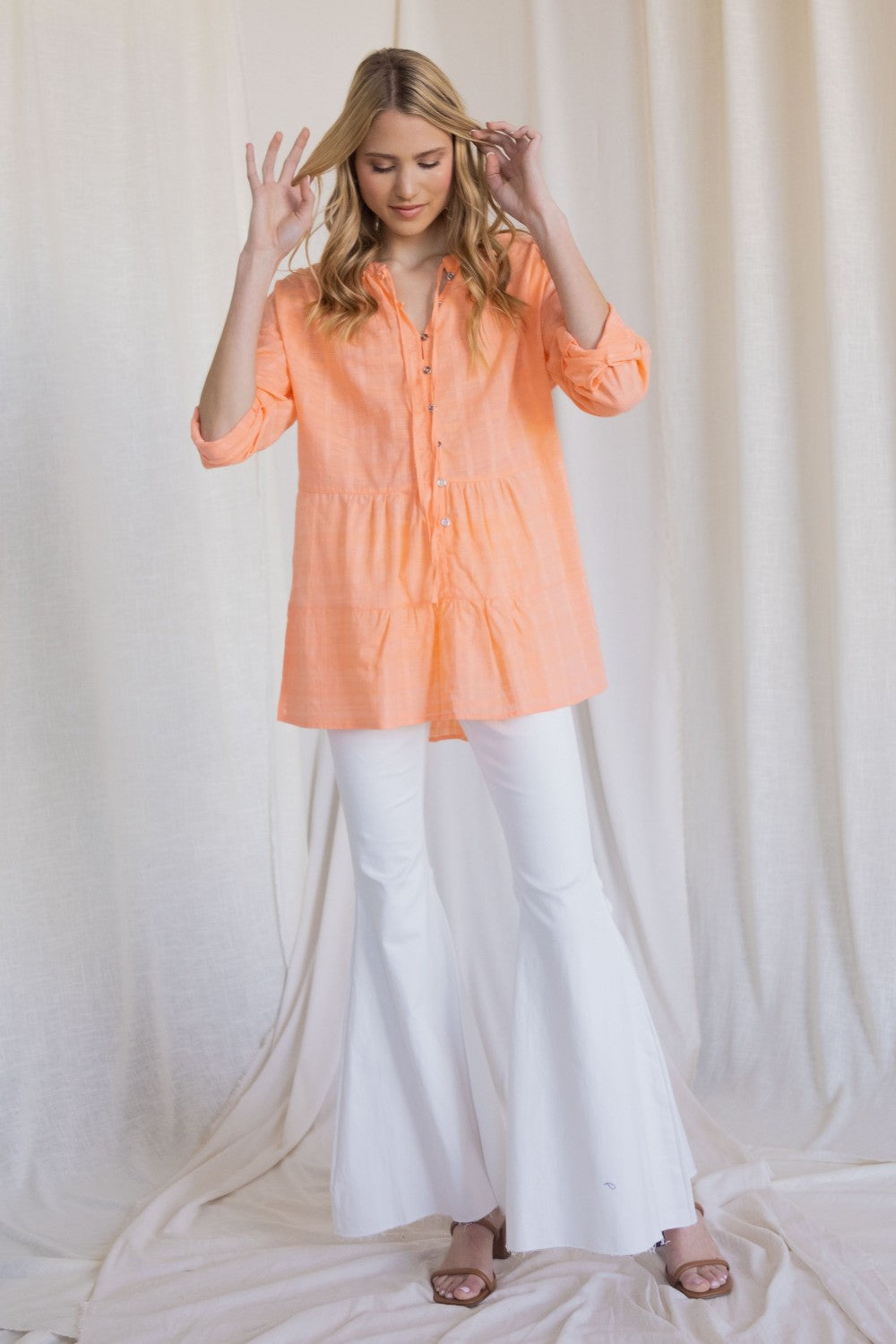 Boho Tiger Lily Button Up