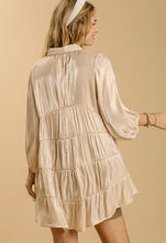 Load image into Gallery viewer, Warm Sand Satin Tiered Tunic Dress
