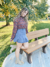 Load image into Gallery viewer, Denim Pleated Mini Skirt
