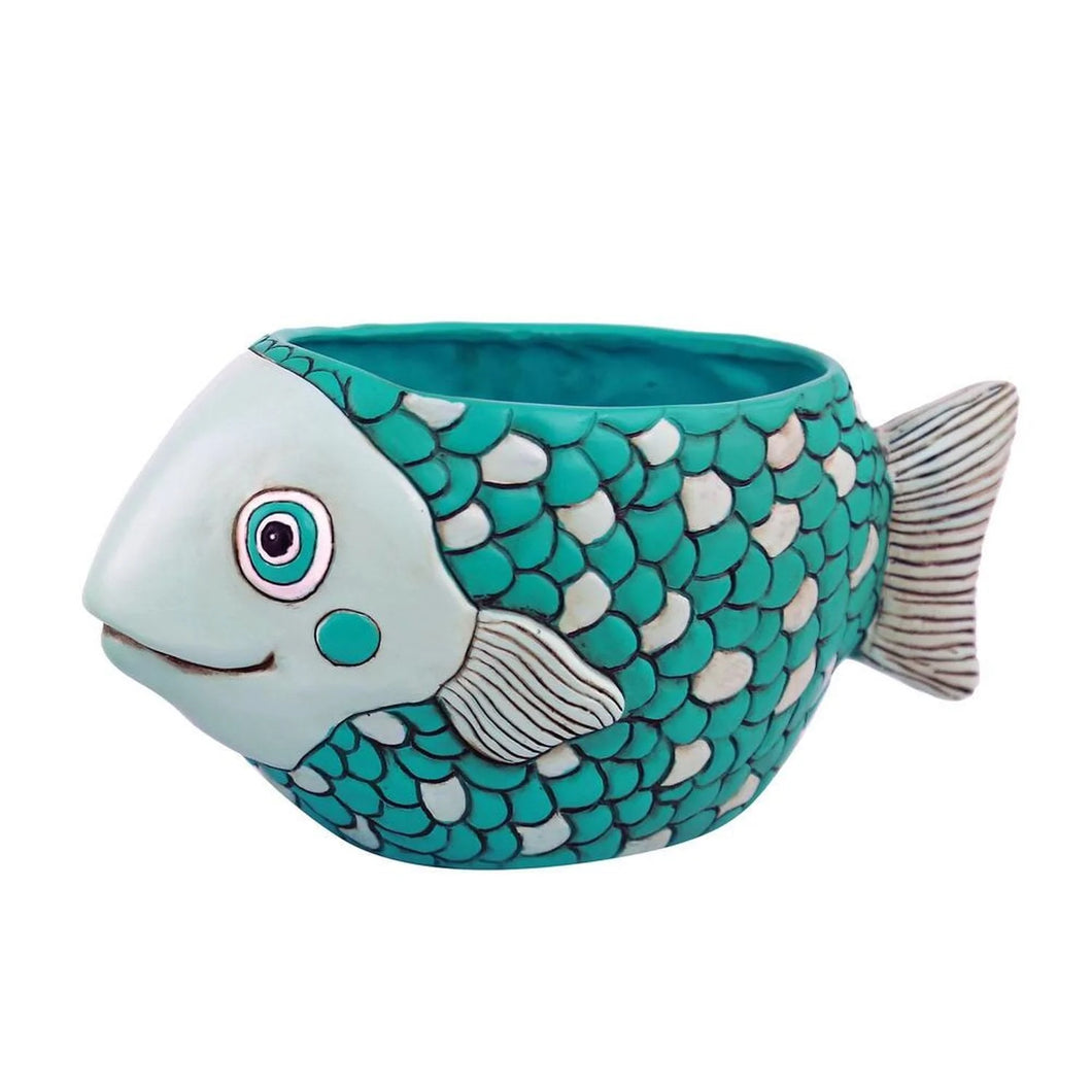 Teal Fish Planter