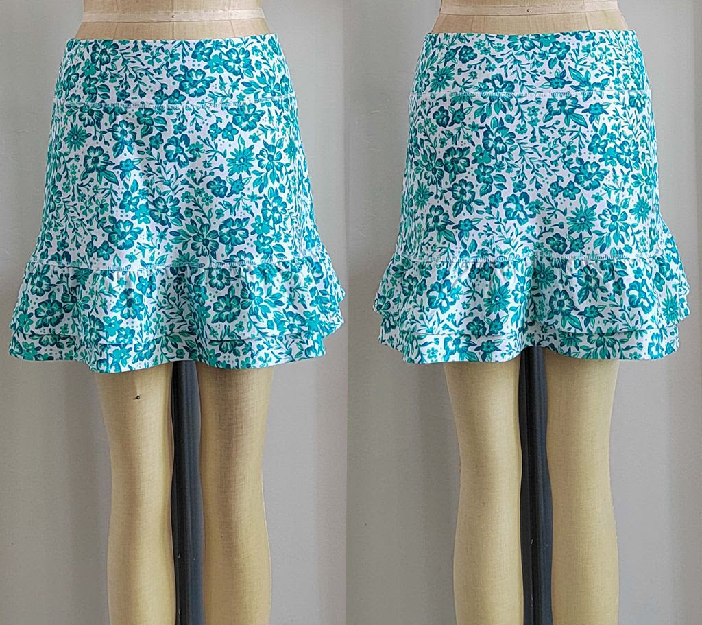 Teal floral Double Ruffle Skort