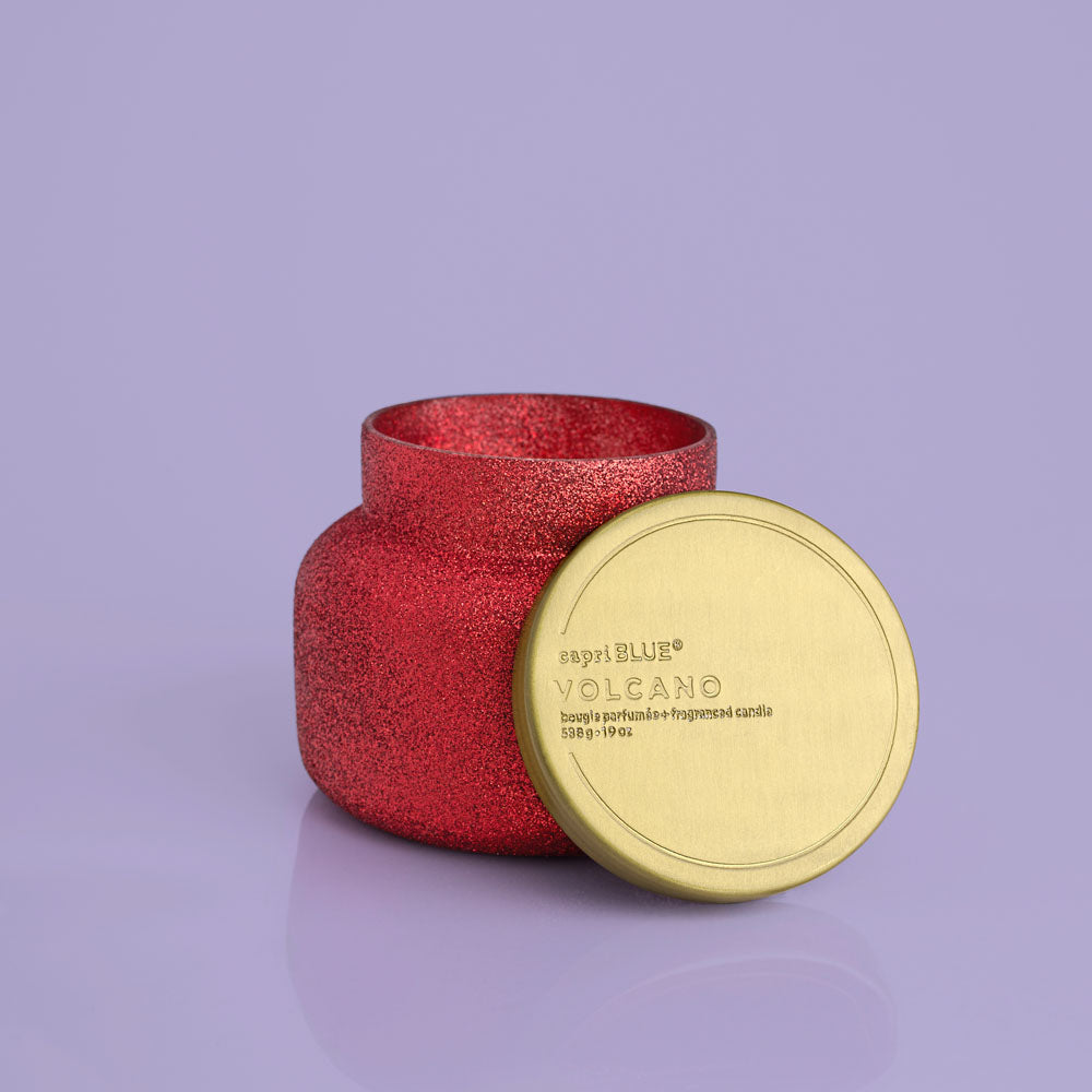 Red Glitter Volcano Candle